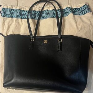 Tory Burch Black Leather Tote Bag